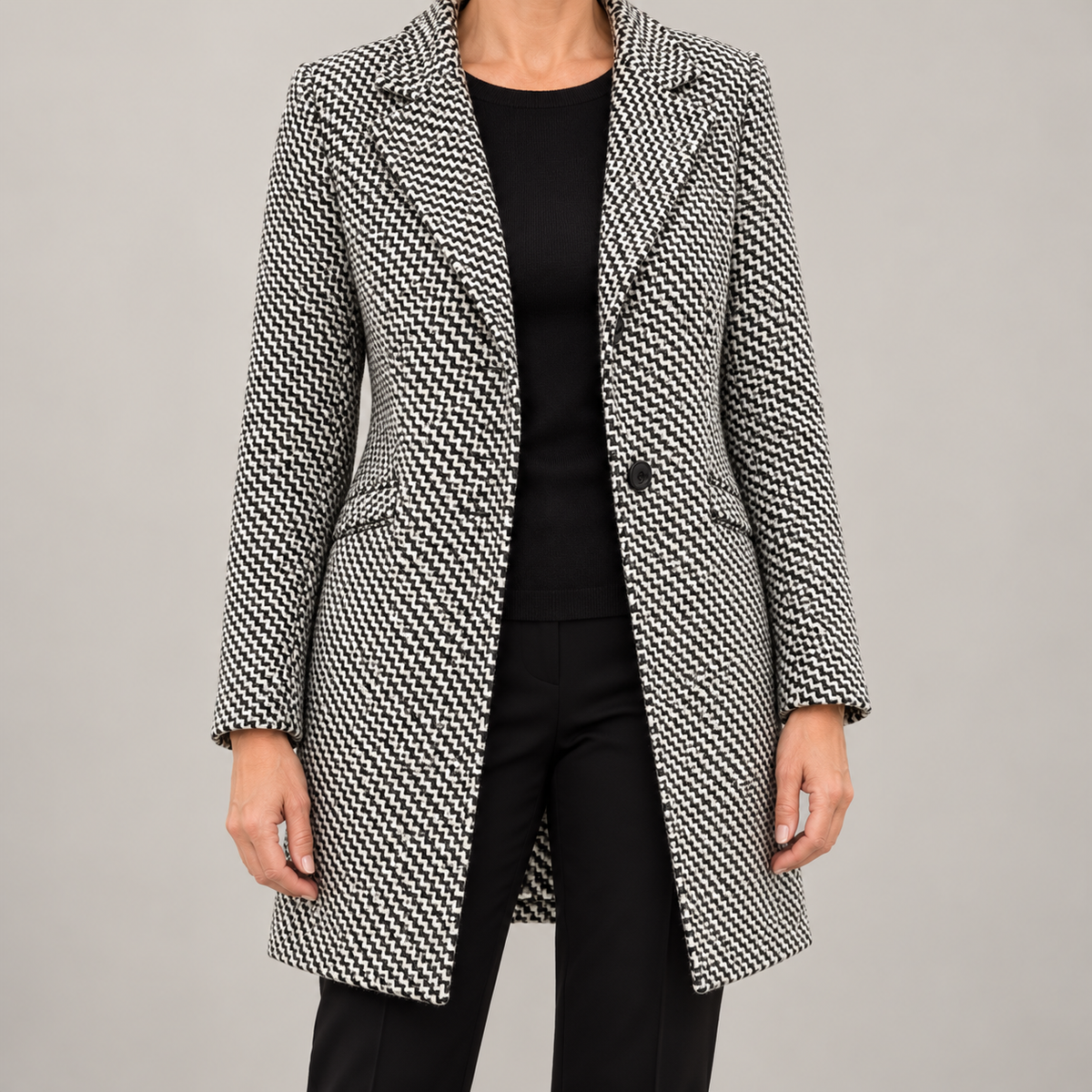 IMOGENE | Slim fit plaid coat with one button