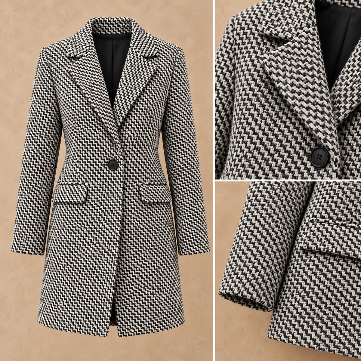 IMOGENE | Slim fit plaid coat with one button