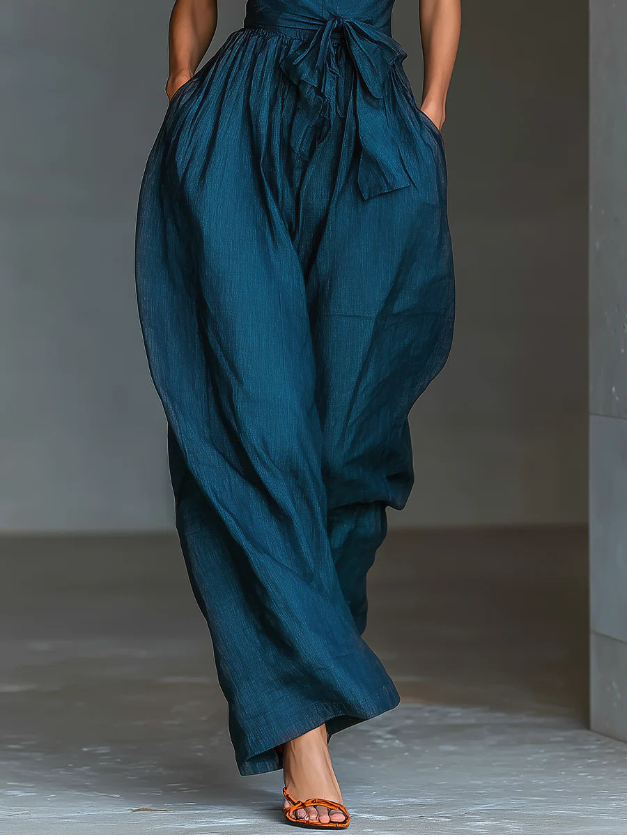SHIRLEY | Cross-neck halter jumpsuit with pockets