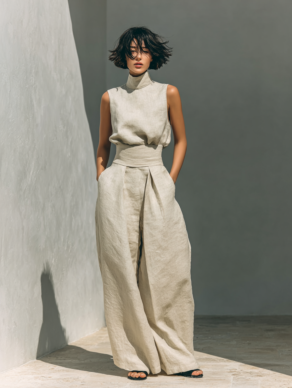 PATRICIA | High-neck top with wide-leg pants