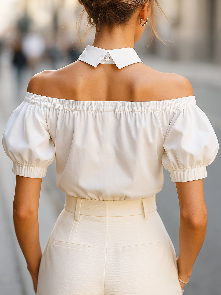 ELAINE | Off shoulder shirt with a collar