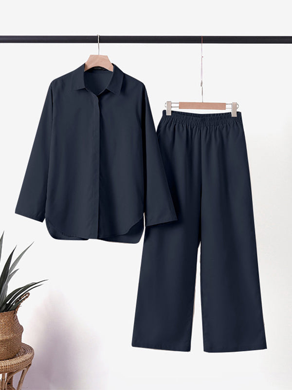 COLLEEN | Button-up top with wide-leg trousers