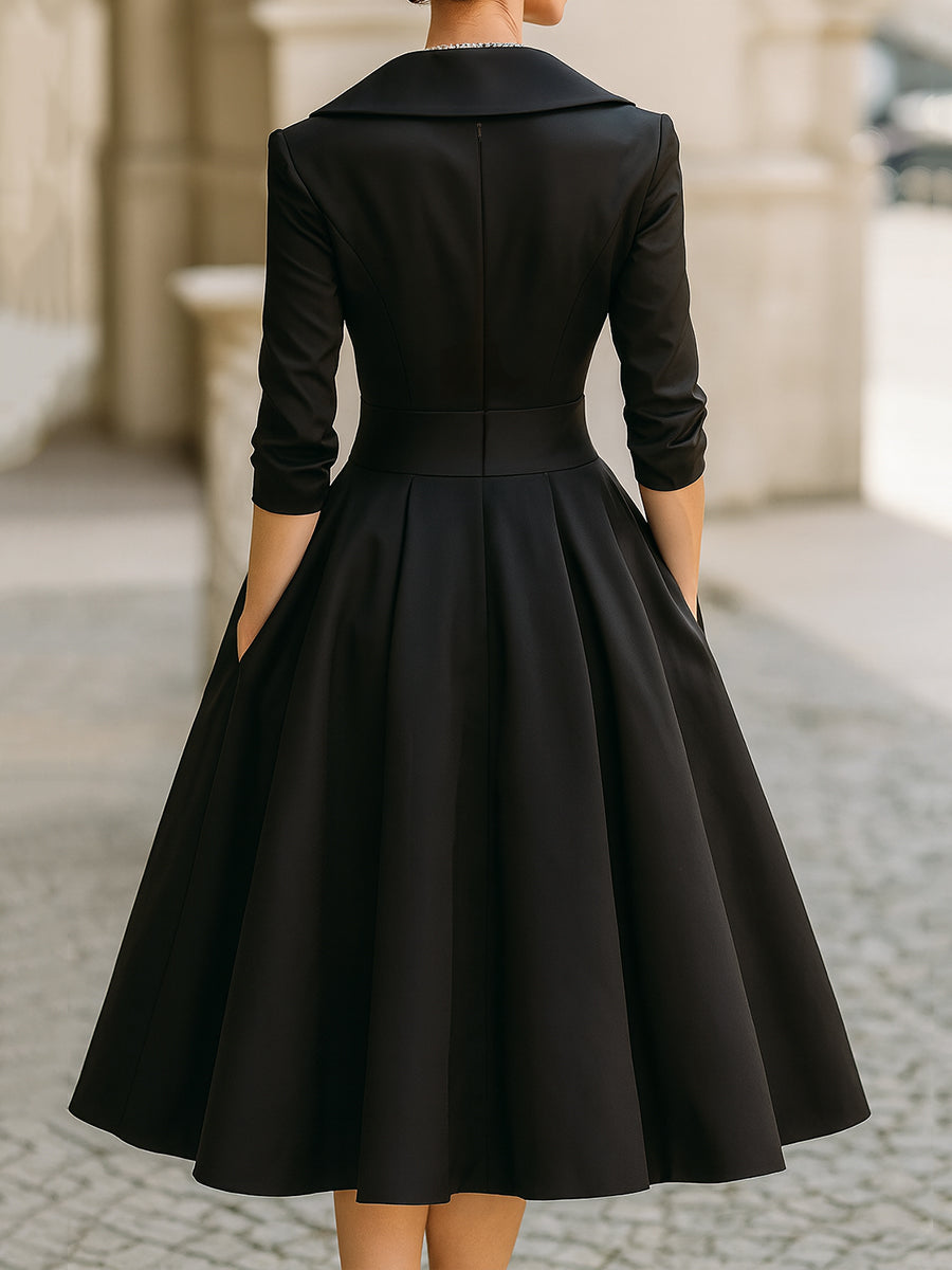 FRANCES | Three-quarter sleeve dress with a wrapped bodice
