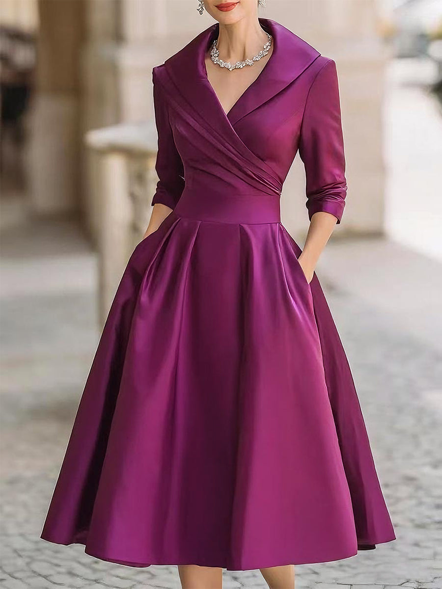 FRANCES | Three-quarter sleeve dress with a wrapped bodice