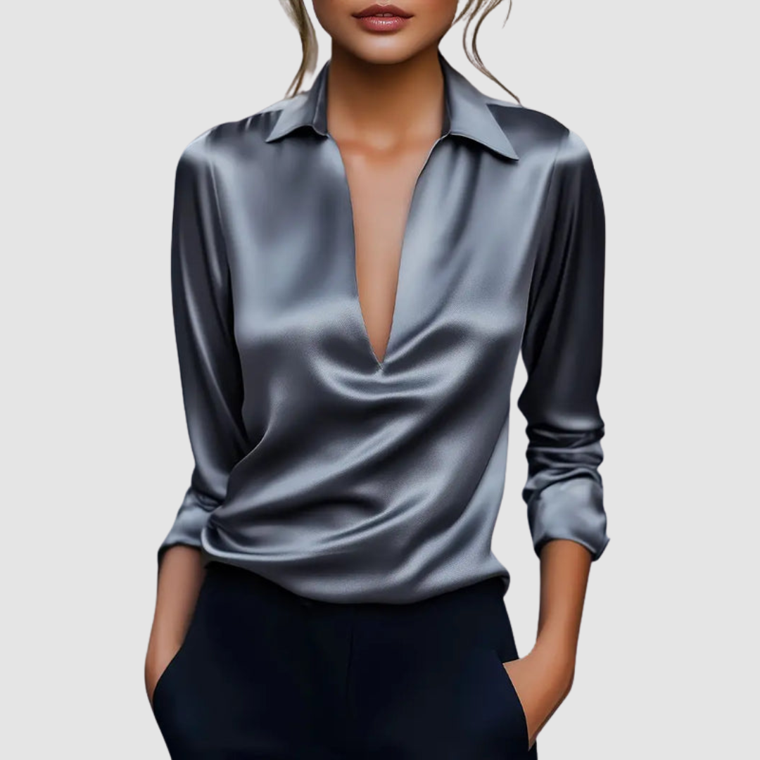 MURIEL | Satin V-neck blouse