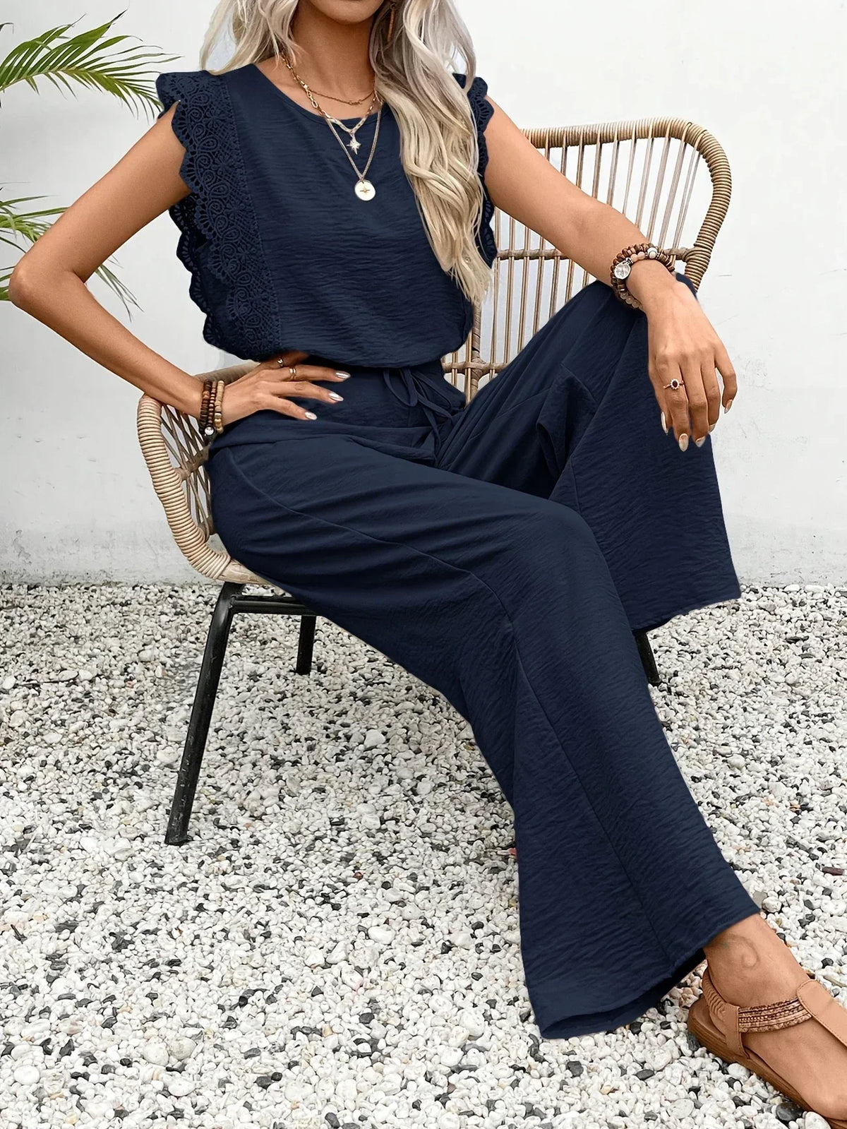 THERESA | Lace-trimmed sleeves and a high waist