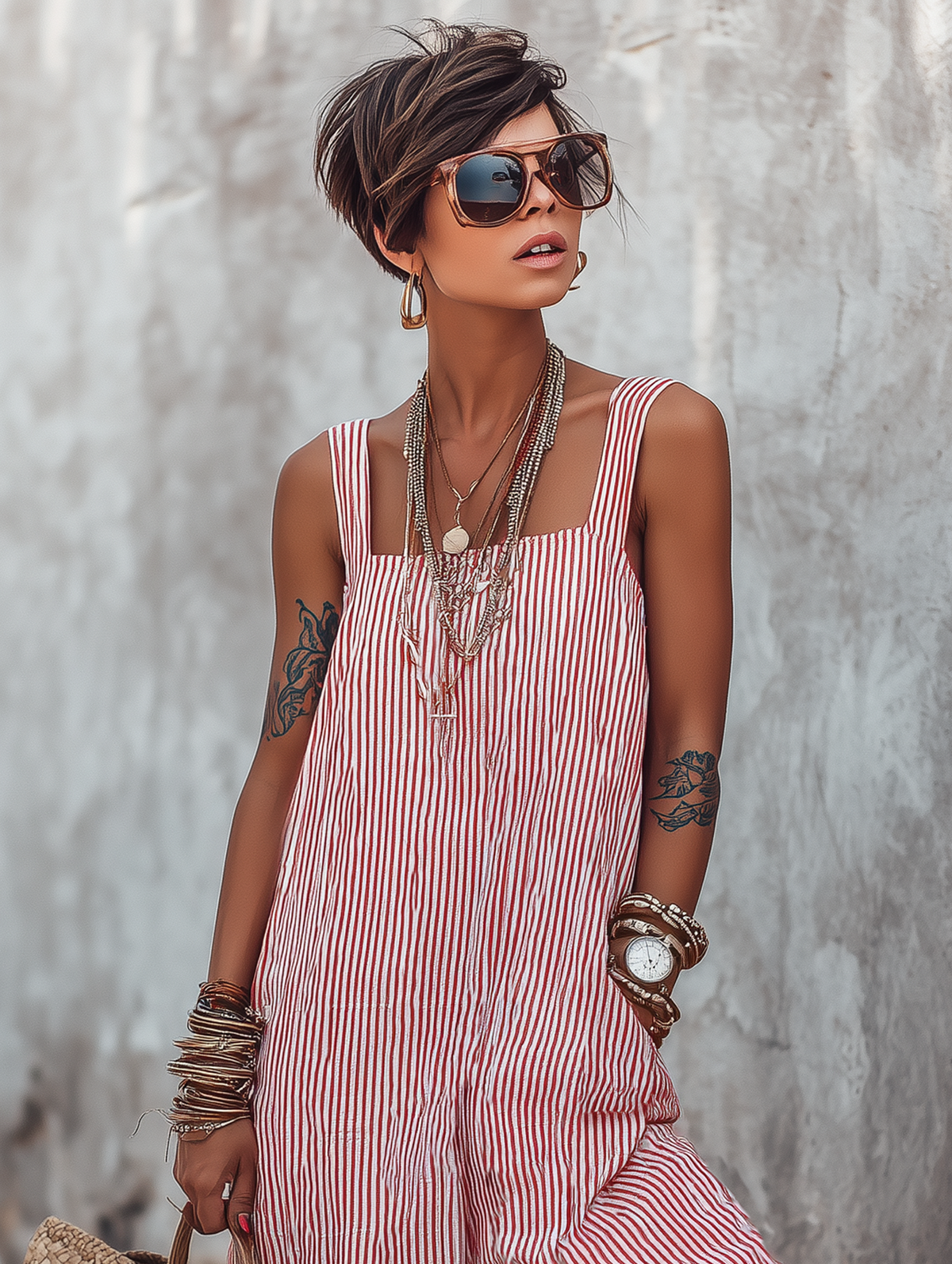 MAUREEN | Striped jumpsuit with a square neck