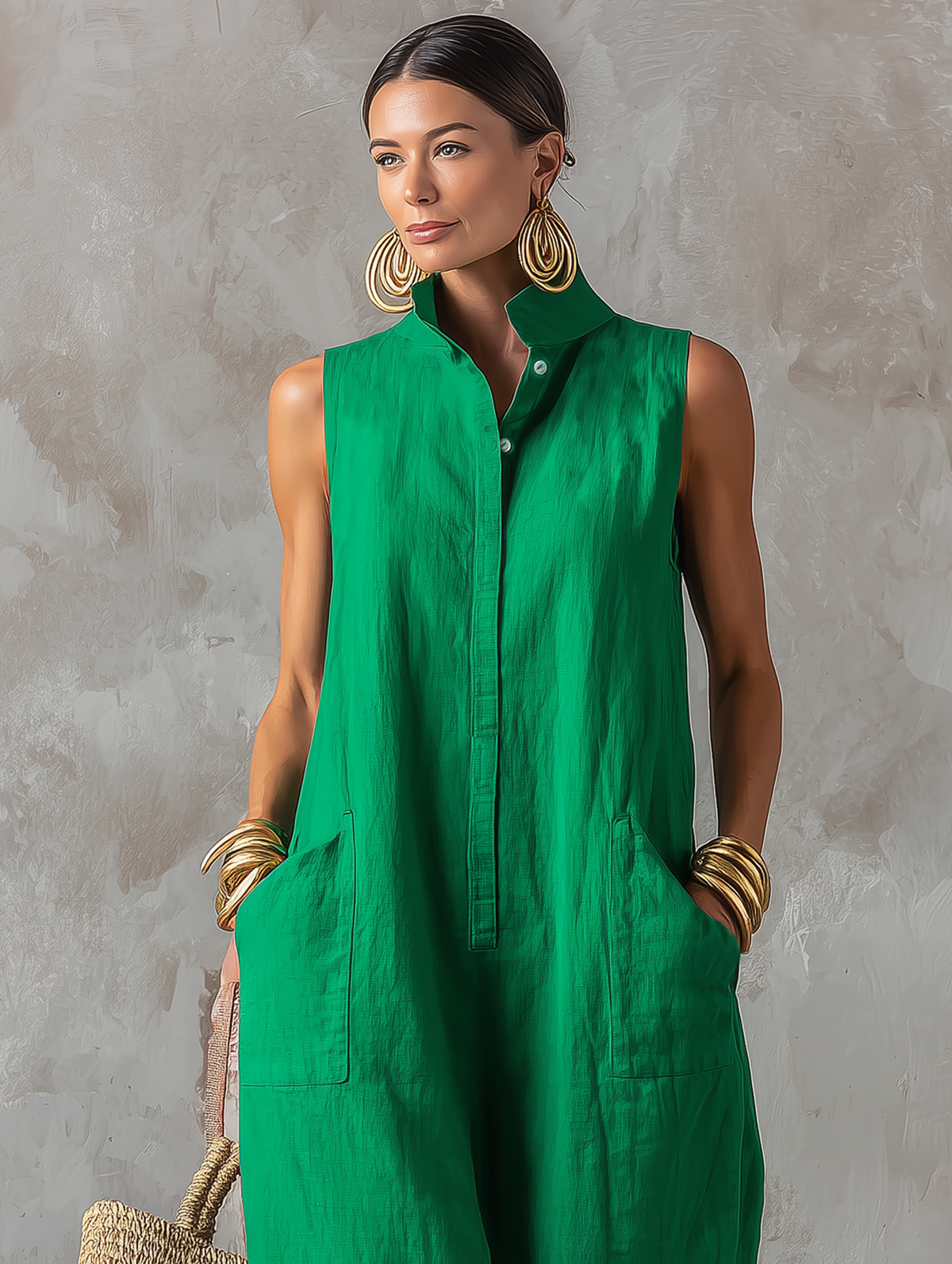 DONNA | Sleeveless jumpsuit with a stand collar