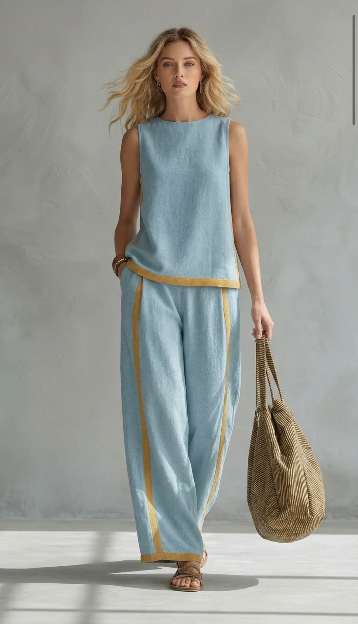 SHARON | Clean-lined sleeveless top and trousers