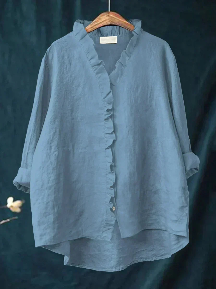 GENEVIEVE | Ruffle V-neck blouse
