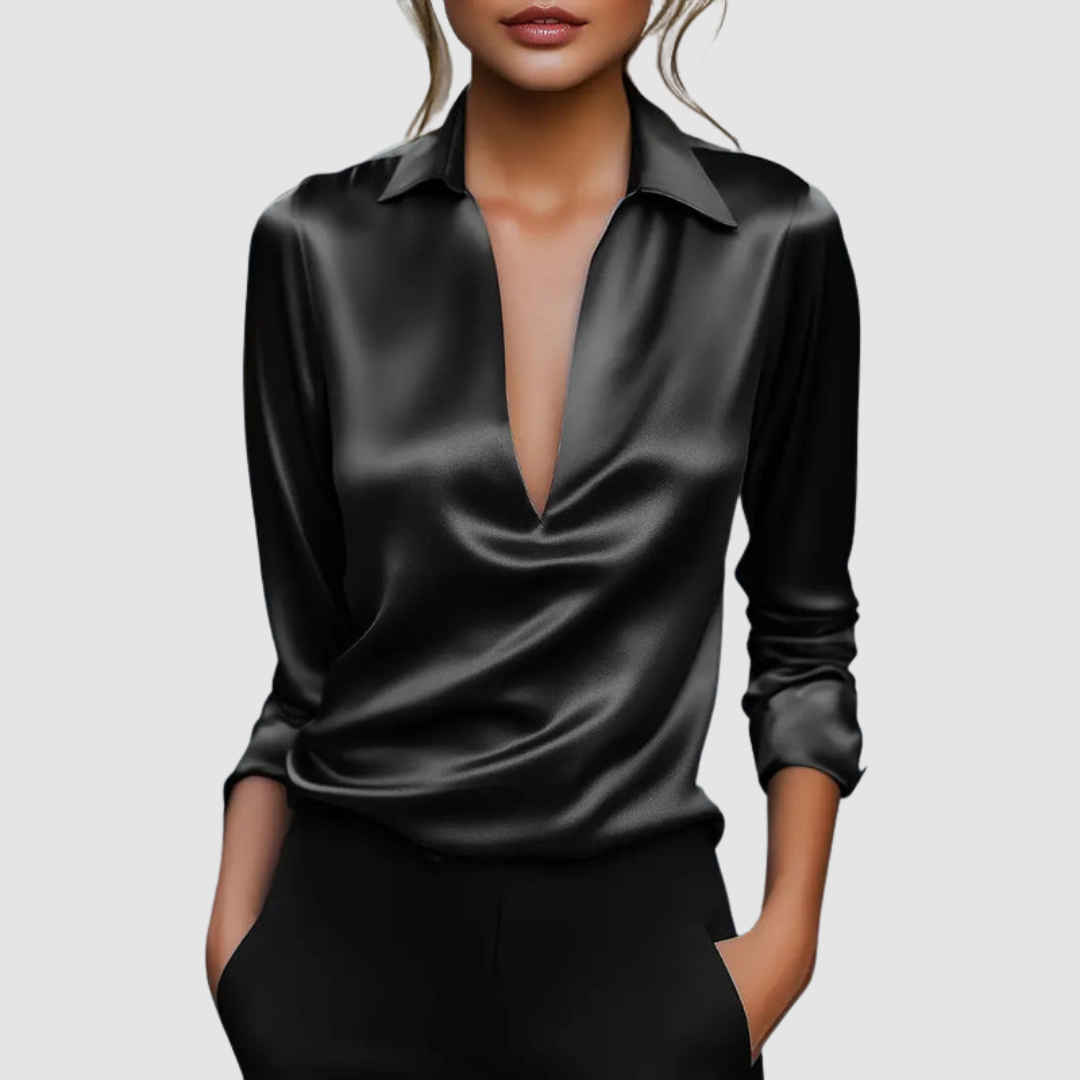 MURIEL | Satin V-neck blouse