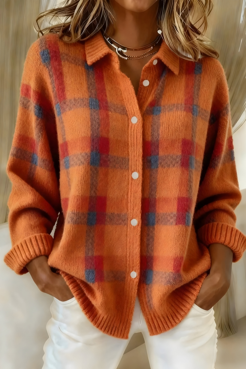 ANNA | Plaid knit for cool mornings