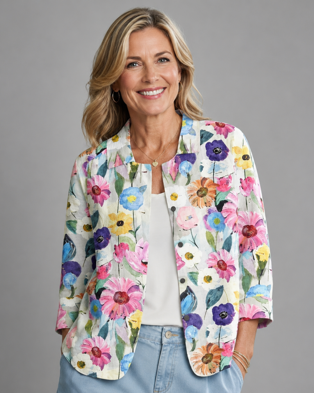 FRANCES | Painted daisy shirt with a point collar