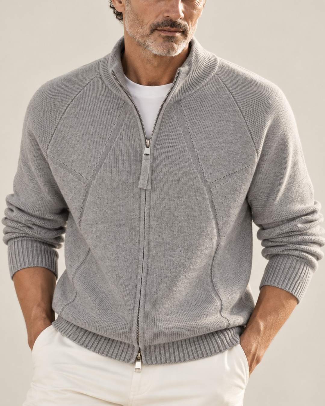 PHILIP | Diamond knit cardigan with a two-way zip