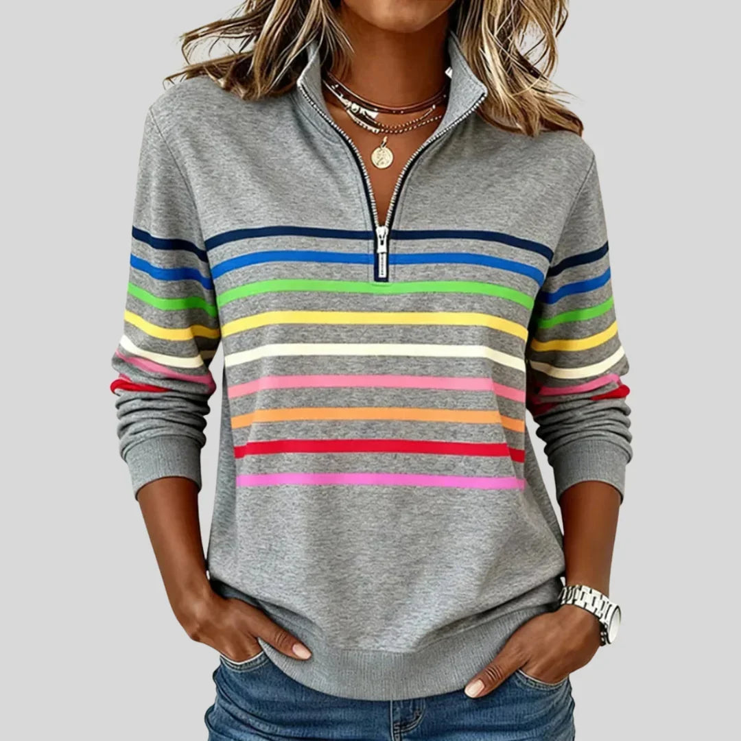 SHIRLEY | Quarter zip with bright stripes