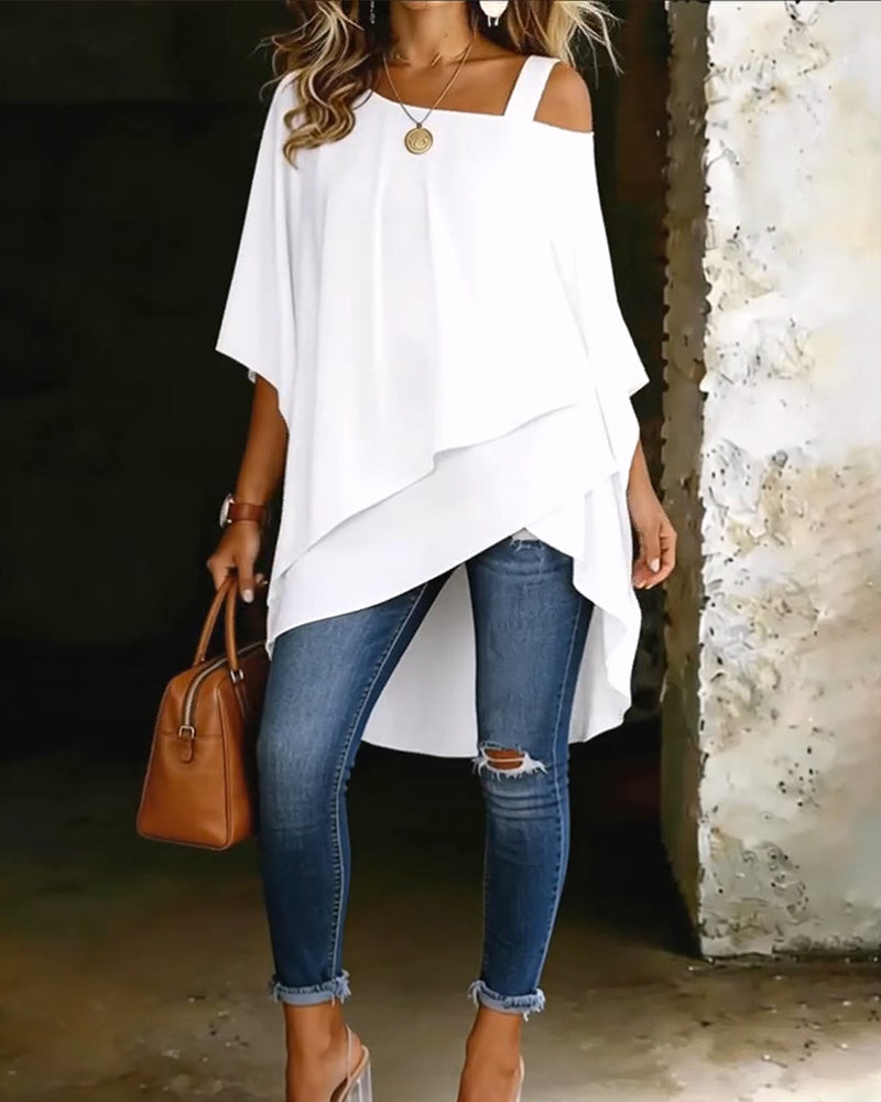 DELIA | Layered asymmetric hem blouse