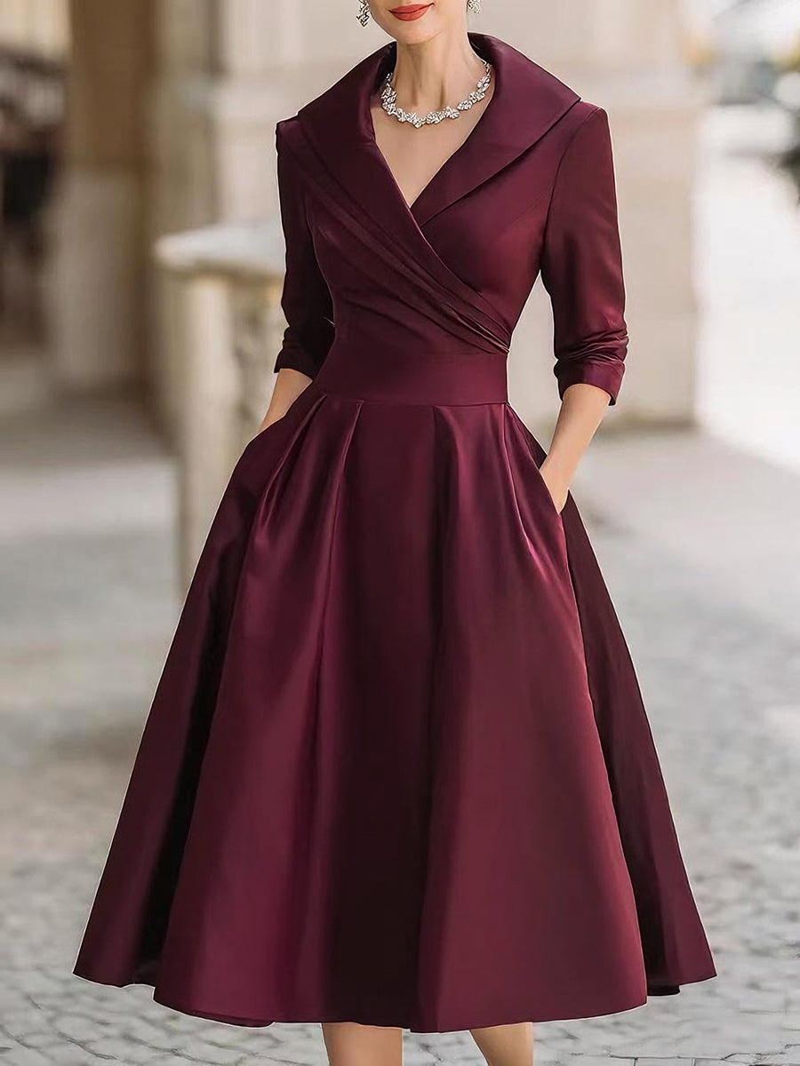 FRANCES | Three-quarter sleeve dress with a wrapped bodice