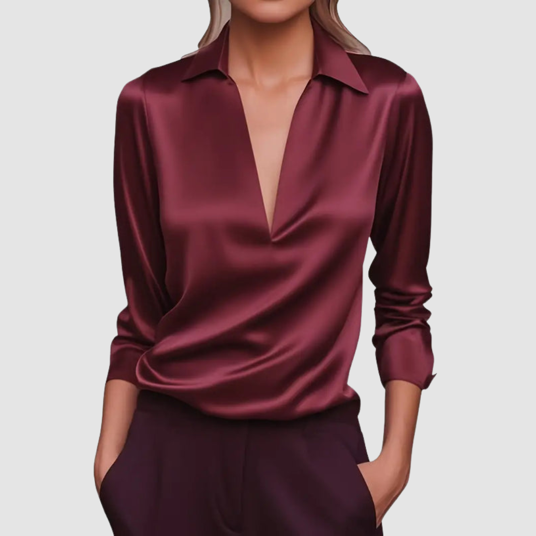 MURIEL | Satin V-neck blouse