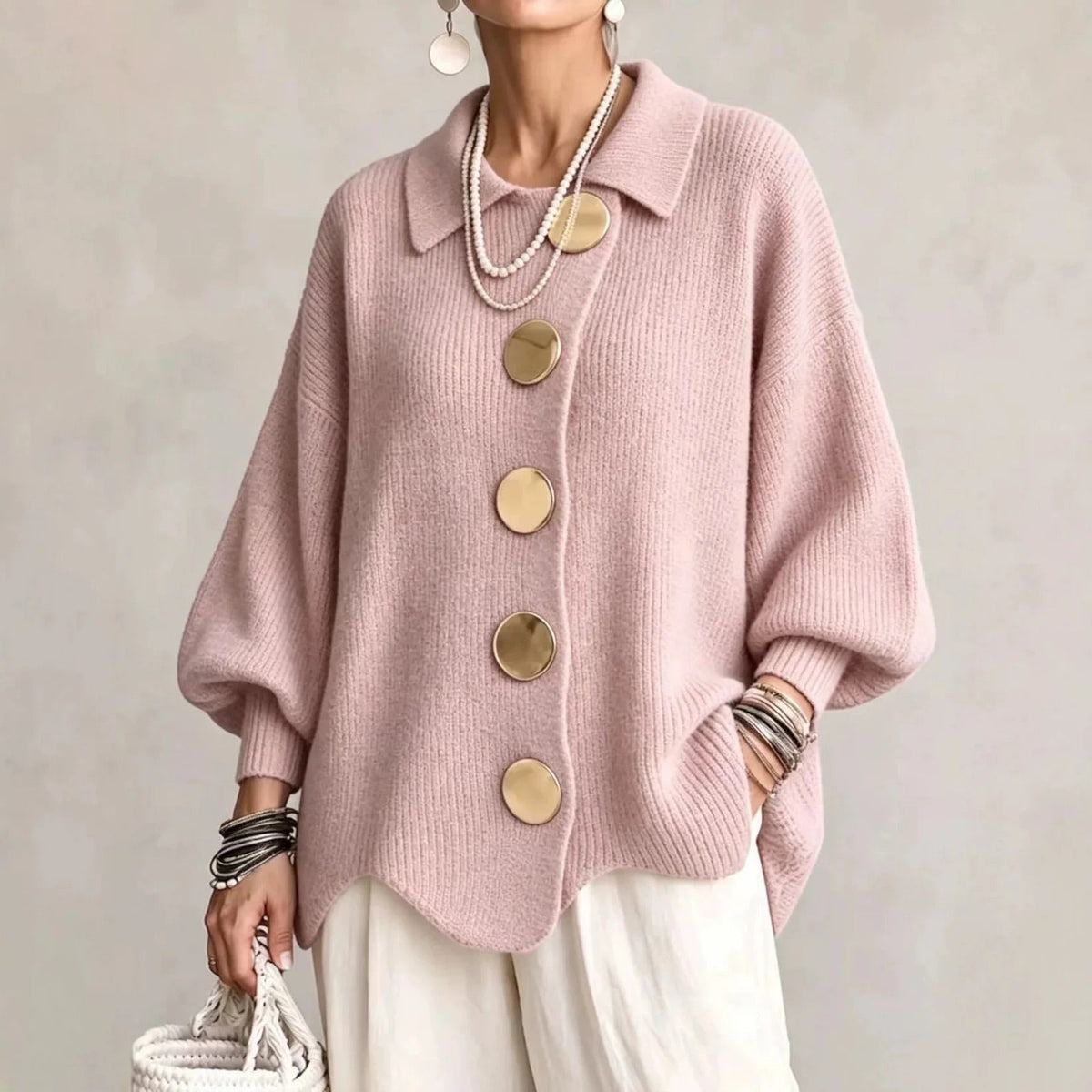 ADELAIDE | Oversized collared button cardigan