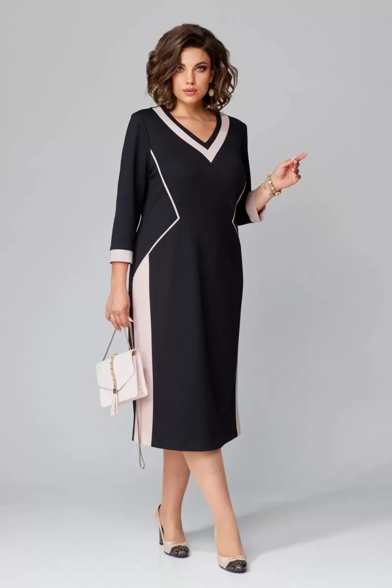 BRENDA | V-neck dress with three-quarter sleeves