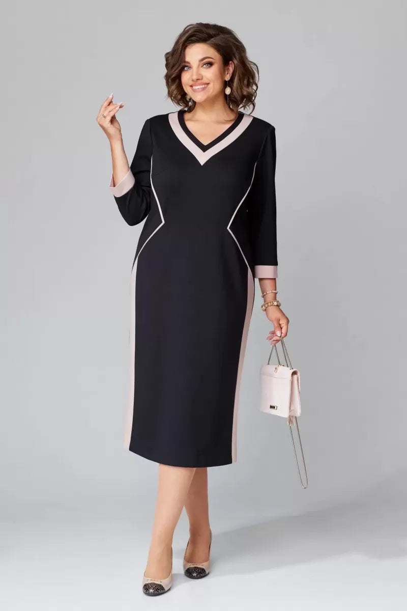 BRENDA | V-neck dress with three-quarter sleeves