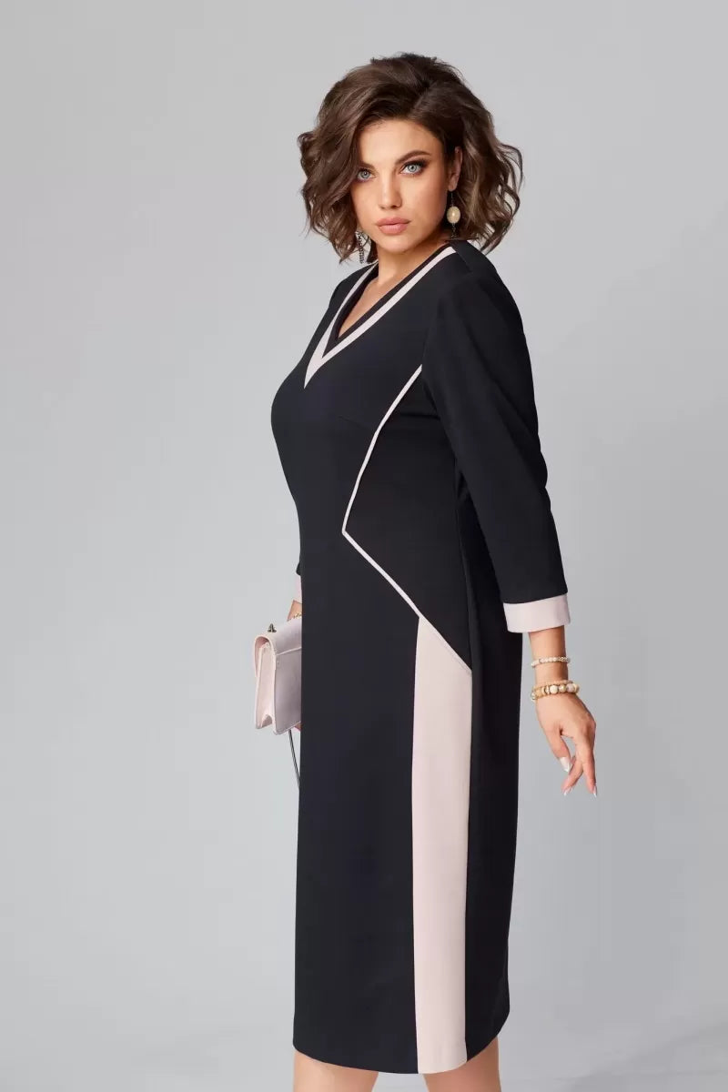 BRENDA | V-neck dress with three-quarter sleeves