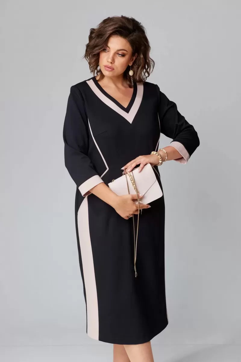 BRENDA | V-neck dress with three-quarter sleeves