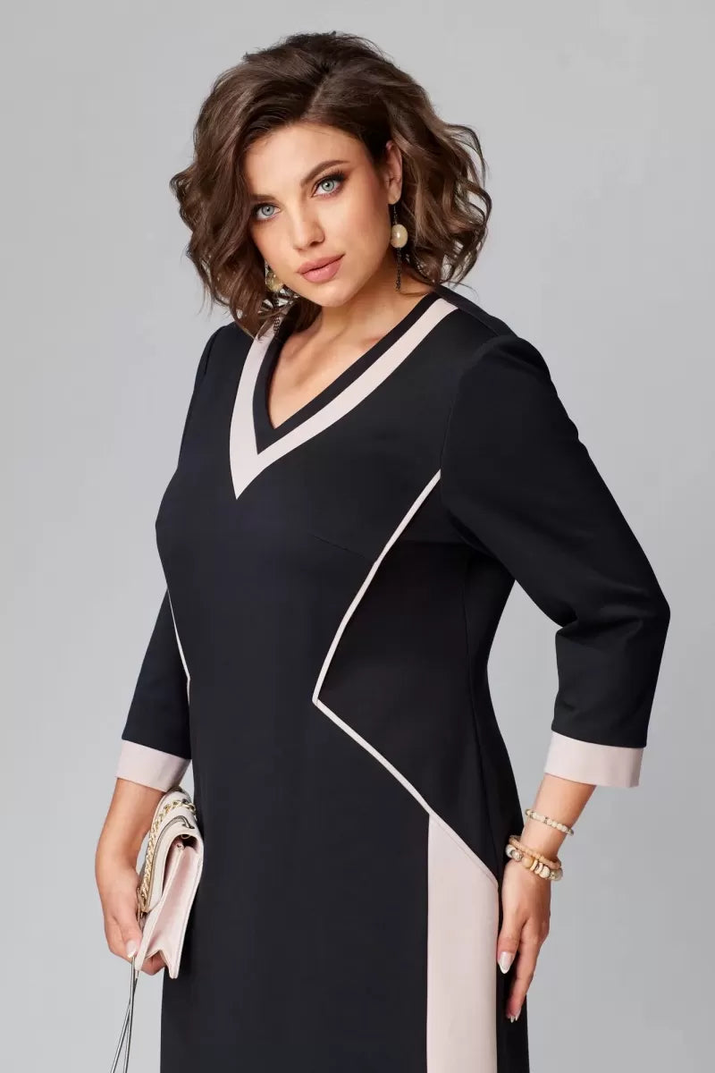 BRENDA | V-neck dress with three-quarter sleeves