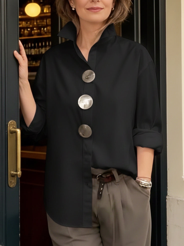 SANDRA | Stand collar button blouse