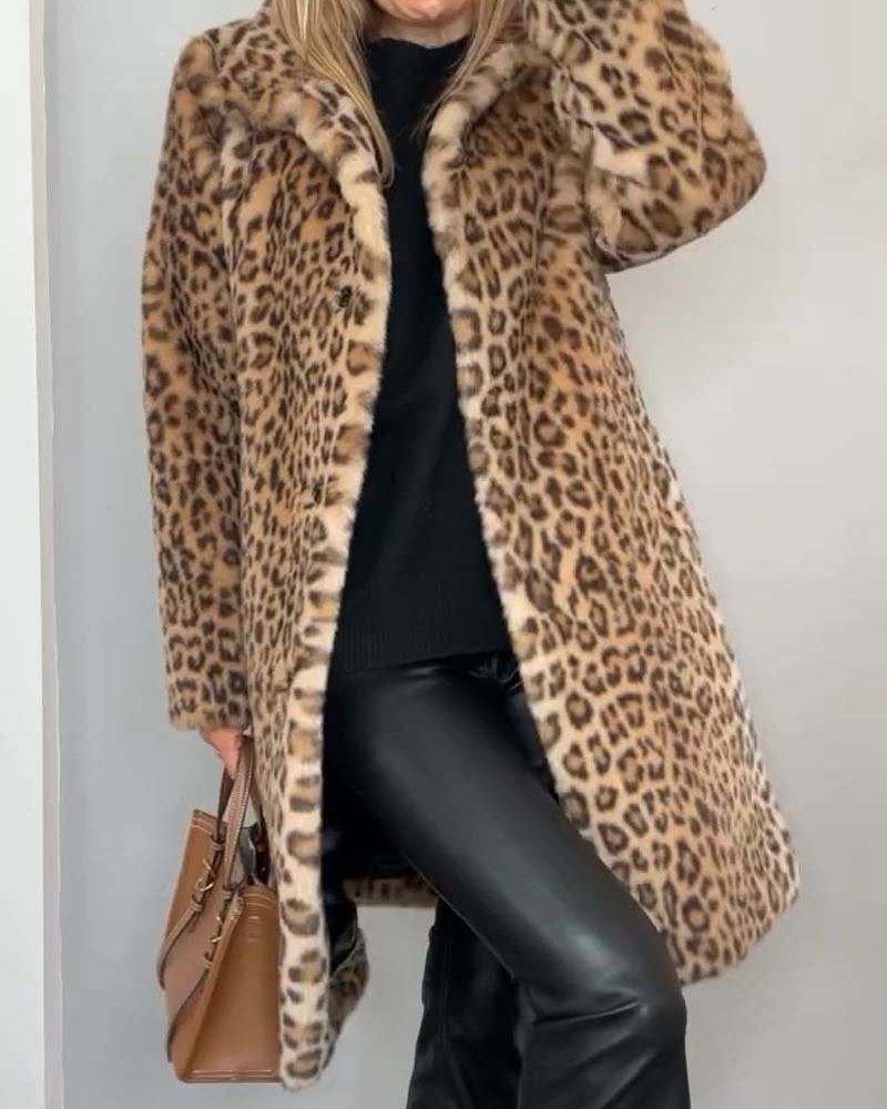 NICOLE | Open front leopard coat