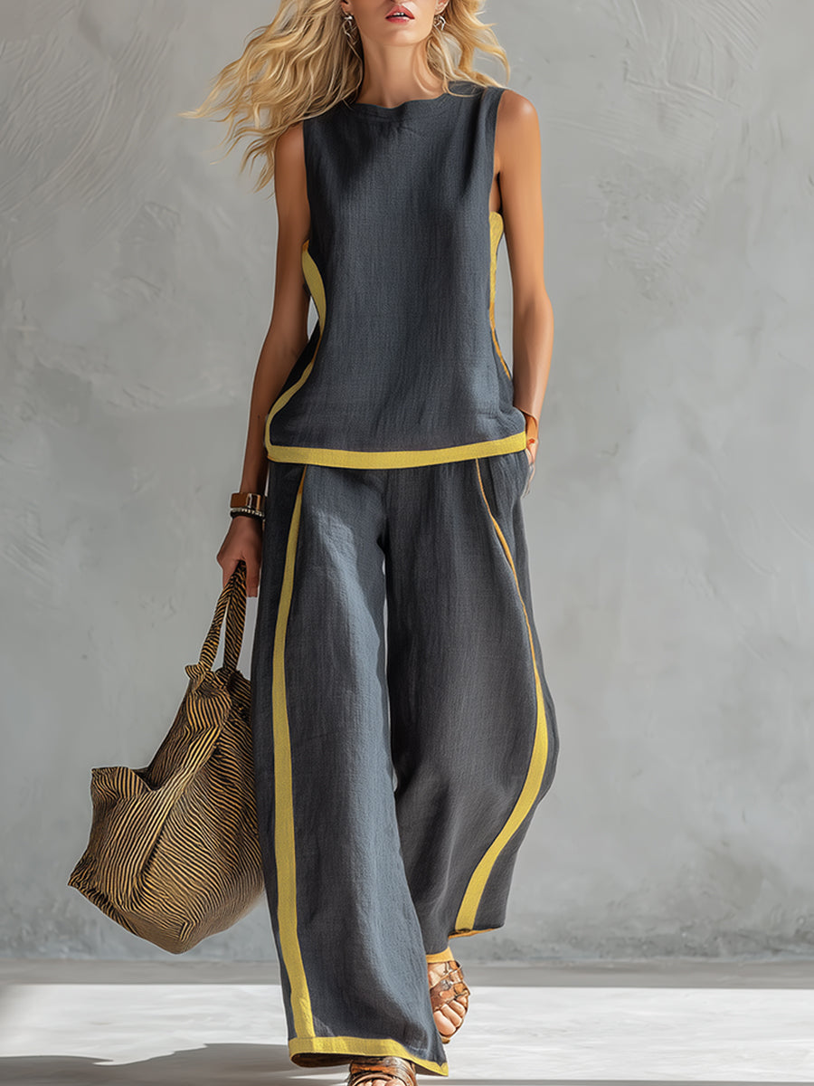 SHARON | Clean-lined sleeveless top and trousers