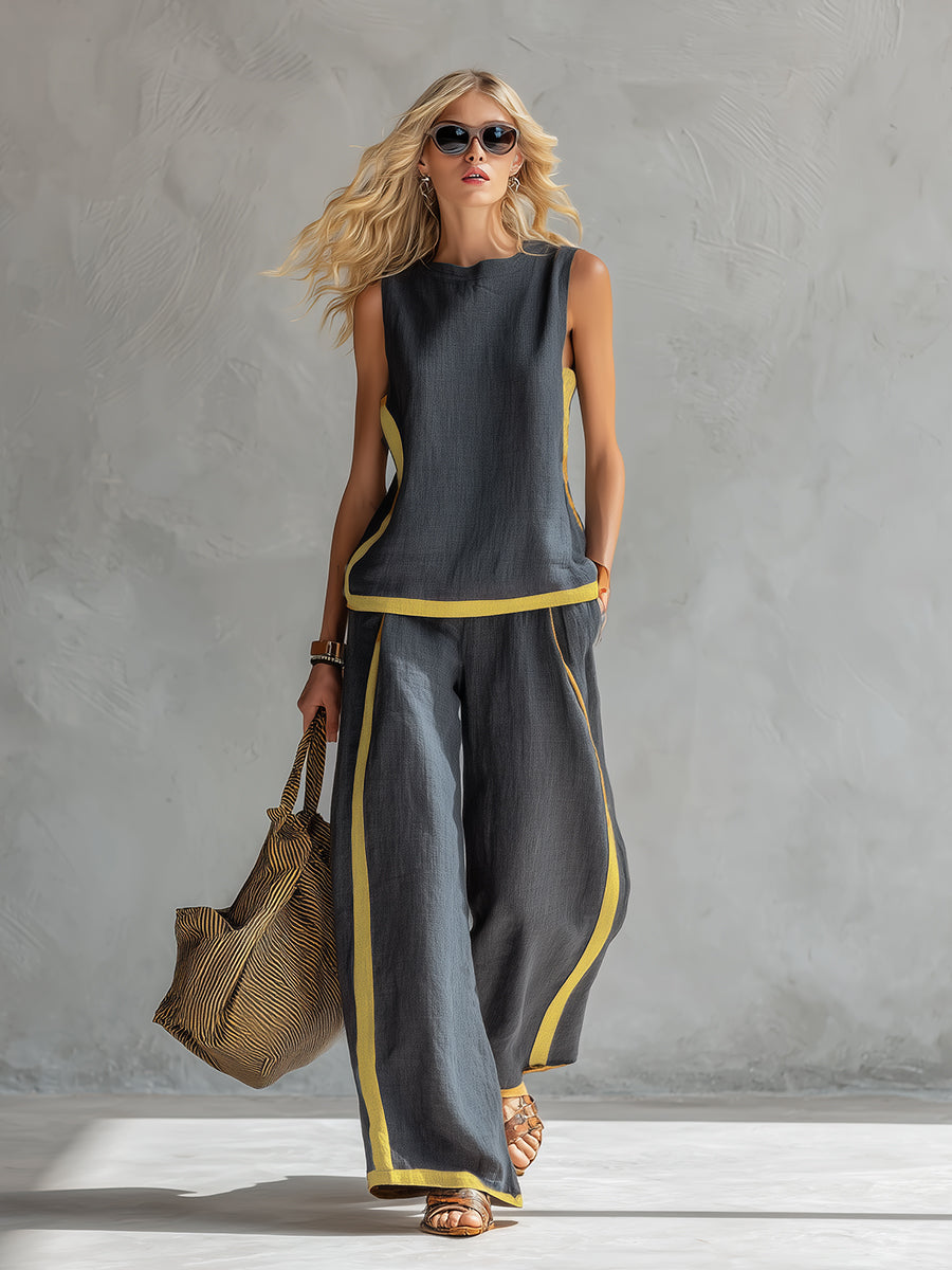 SHARON | Clean-lined sleeveless top and trousers