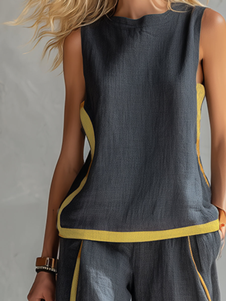 SHARON | Clean-lined sleeveless top and trousers