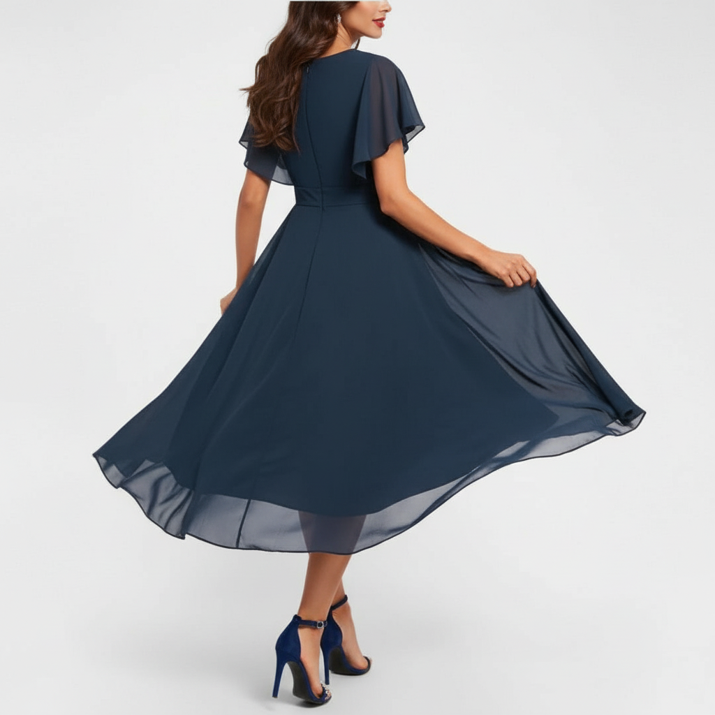 LOIS | V-neck maxi dress with flutter sleeves