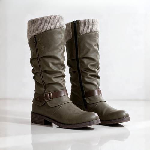 AGATHA | Mid-calf boots with a knit collar