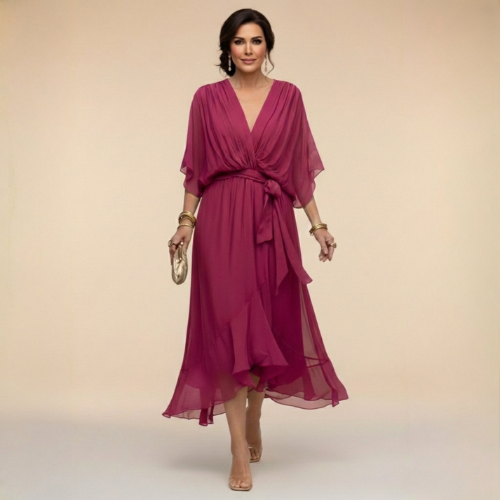 NANCY | V-neck dress with a waist tie