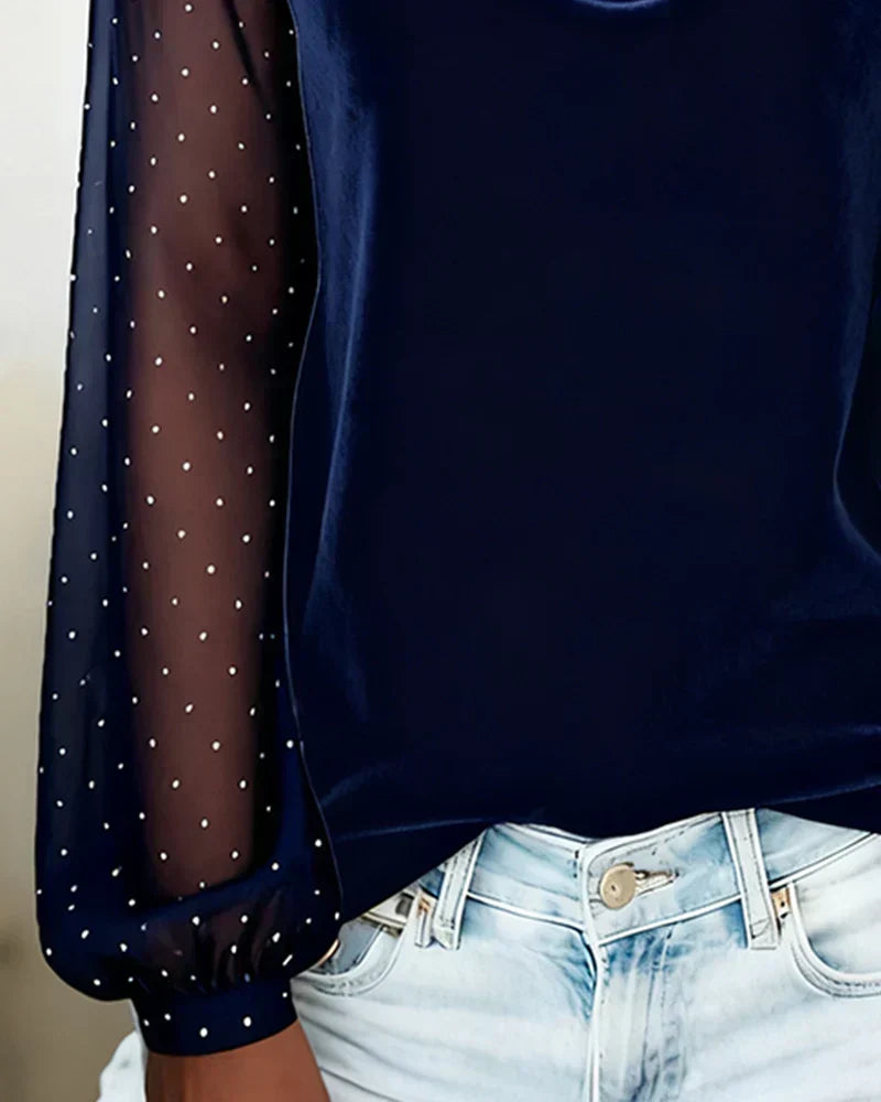 SYLVIA | Draped collar with sheer sleeves