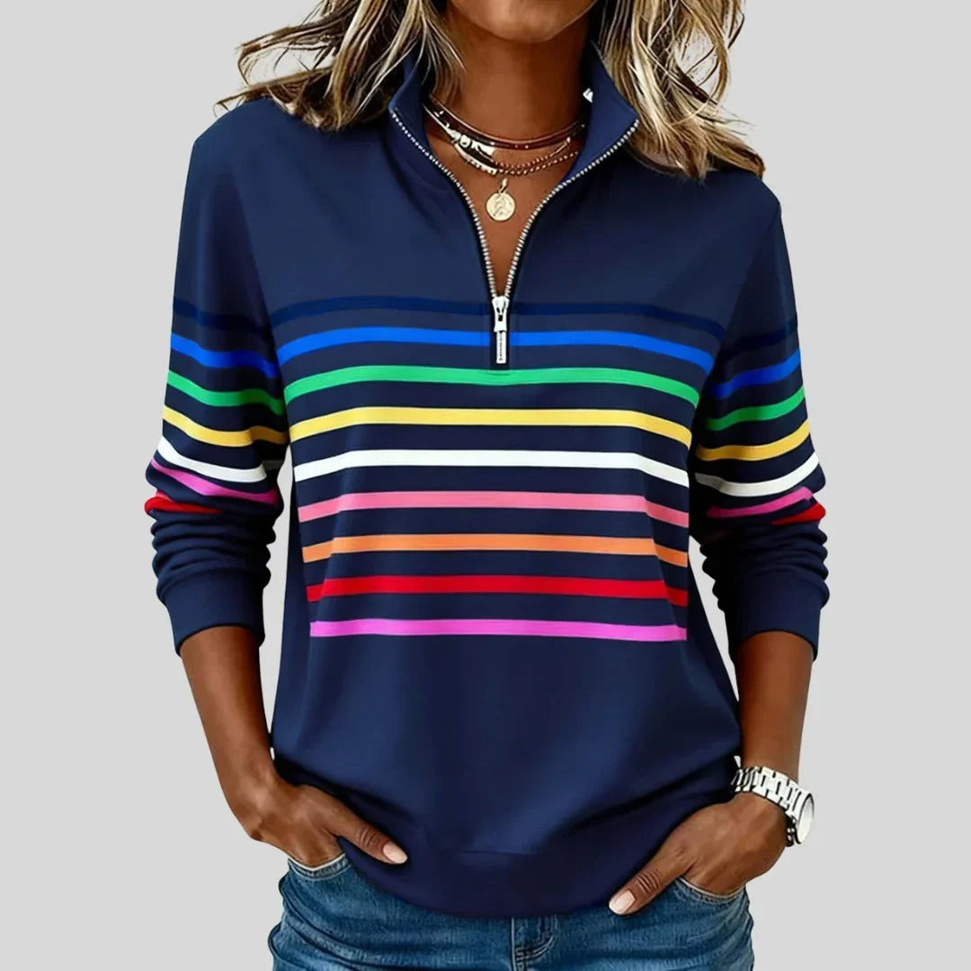 SHIRLEY | Quarter zip with bright stripes