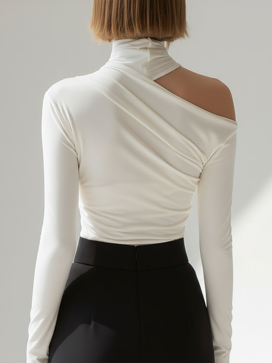 LOIS | Asymmetric draped long sleeve top