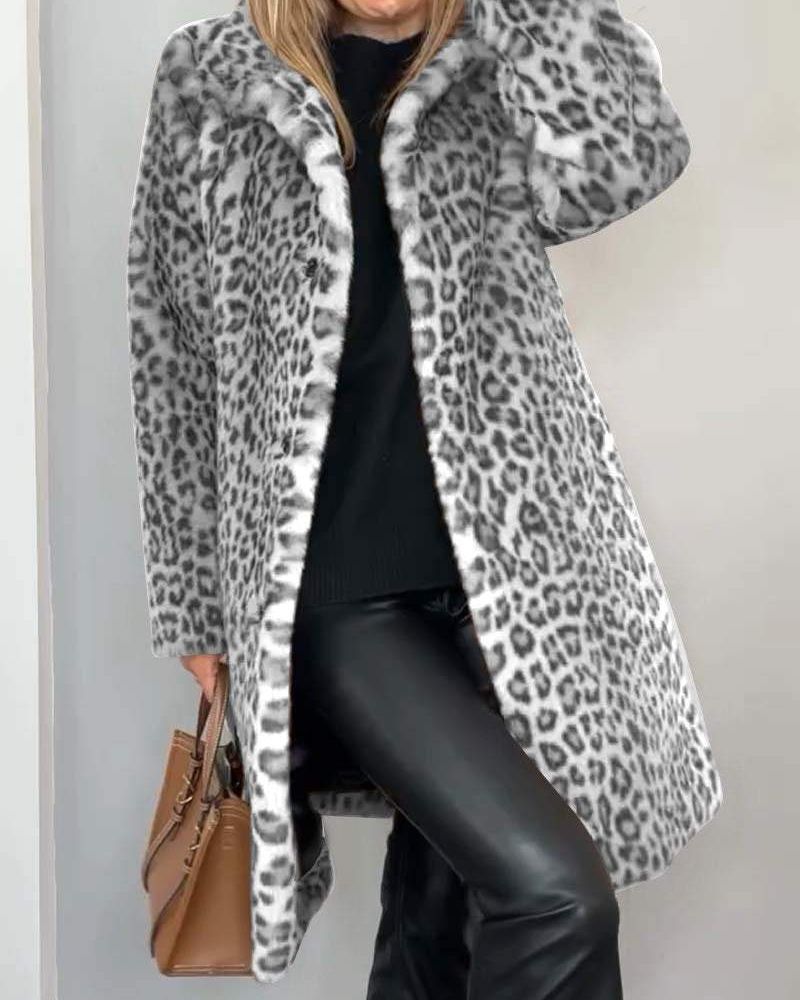 NICOLE | Open front leopard coat