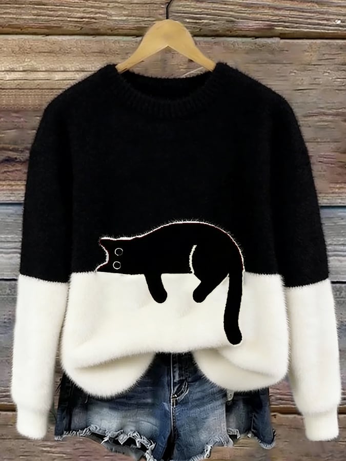 AILEEN | Oversized cat print sweatshirt