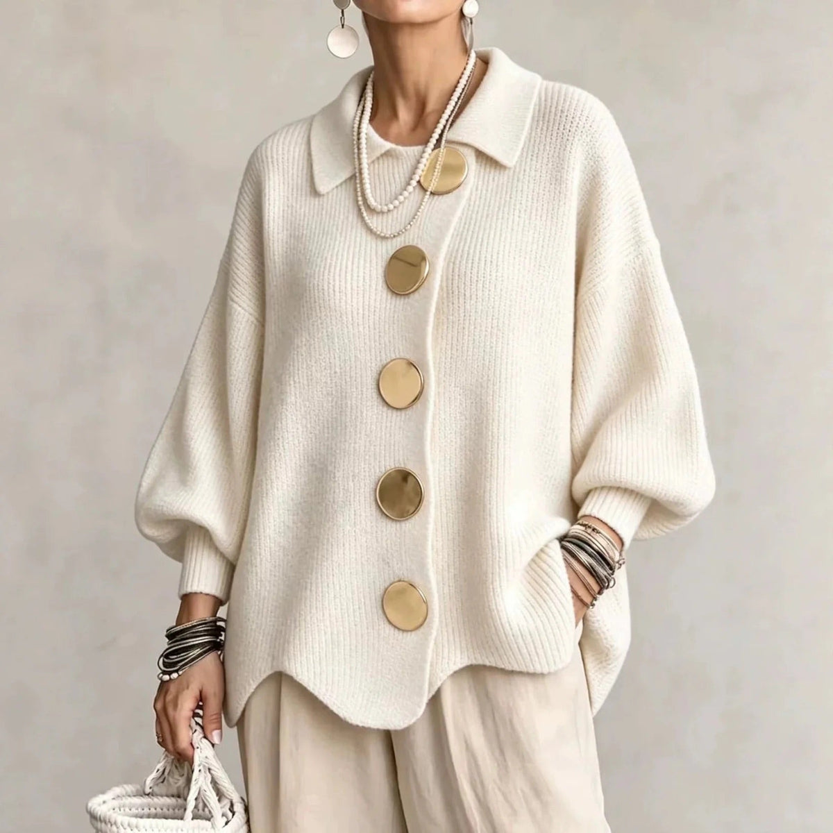 ADELAIDE | Oversized collared button cardigan