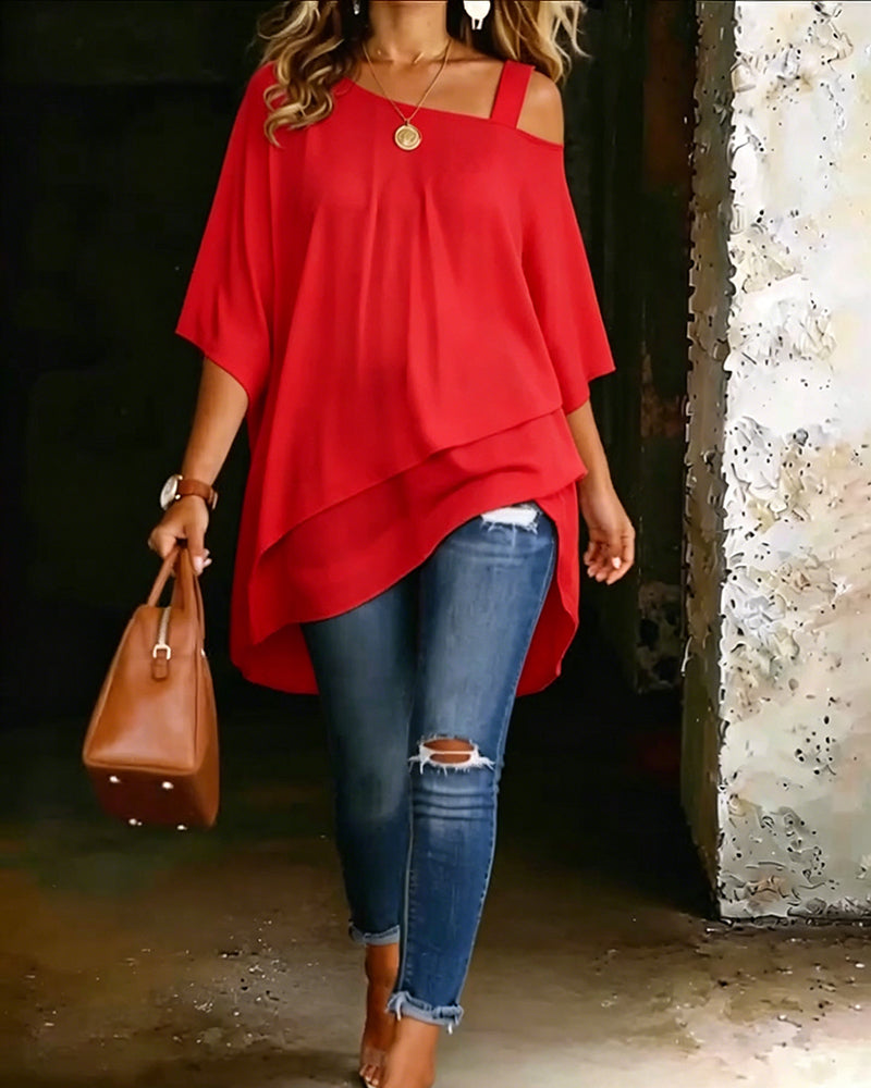 DELIA | Layered asymmetric hem blouse