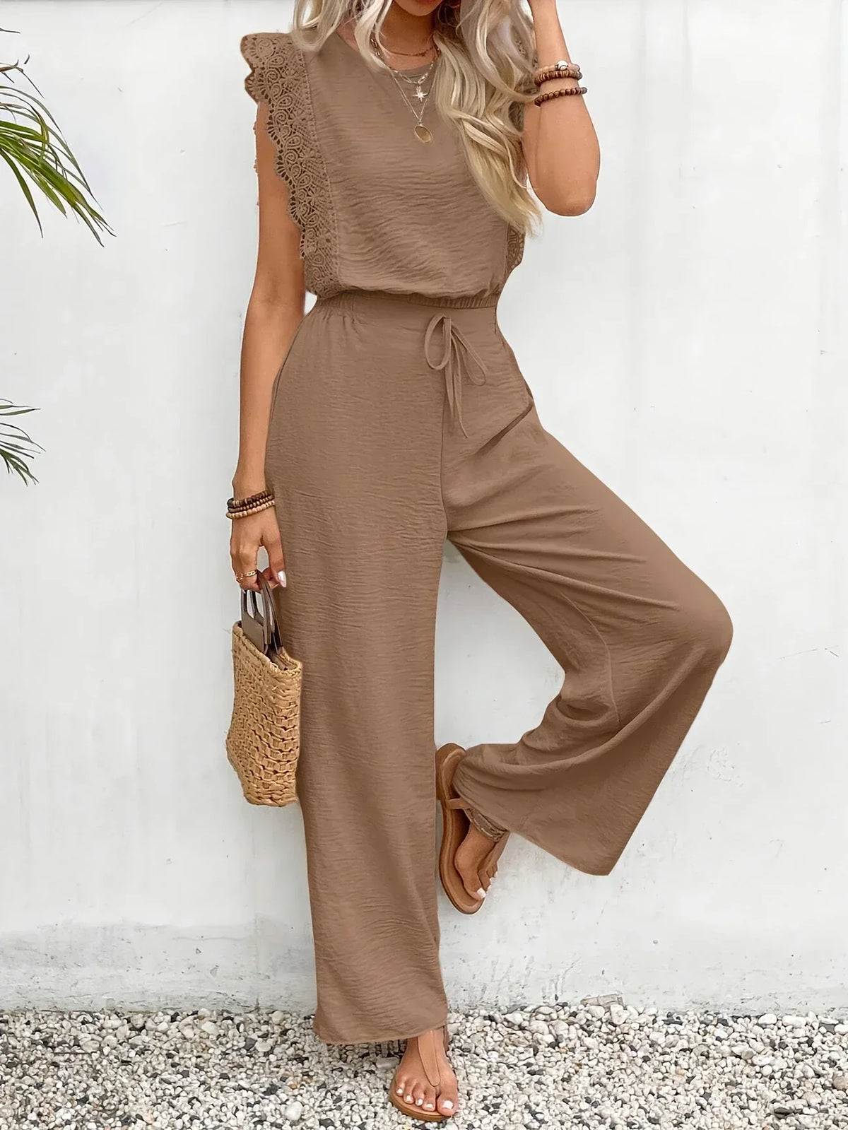 THERESA | Lace-trimmed sleeves and a high waist