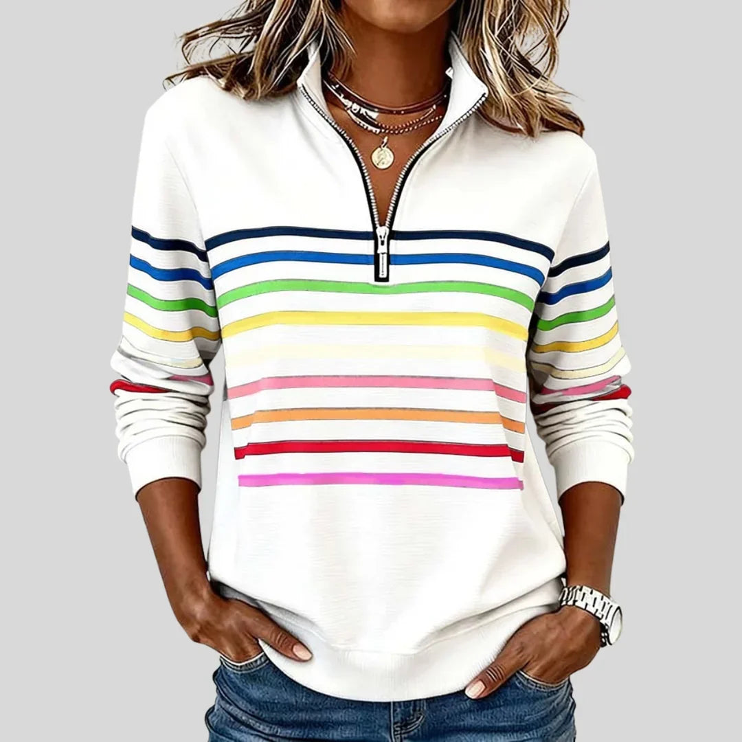 SHIRLEY | Quarter zip with bright stripes