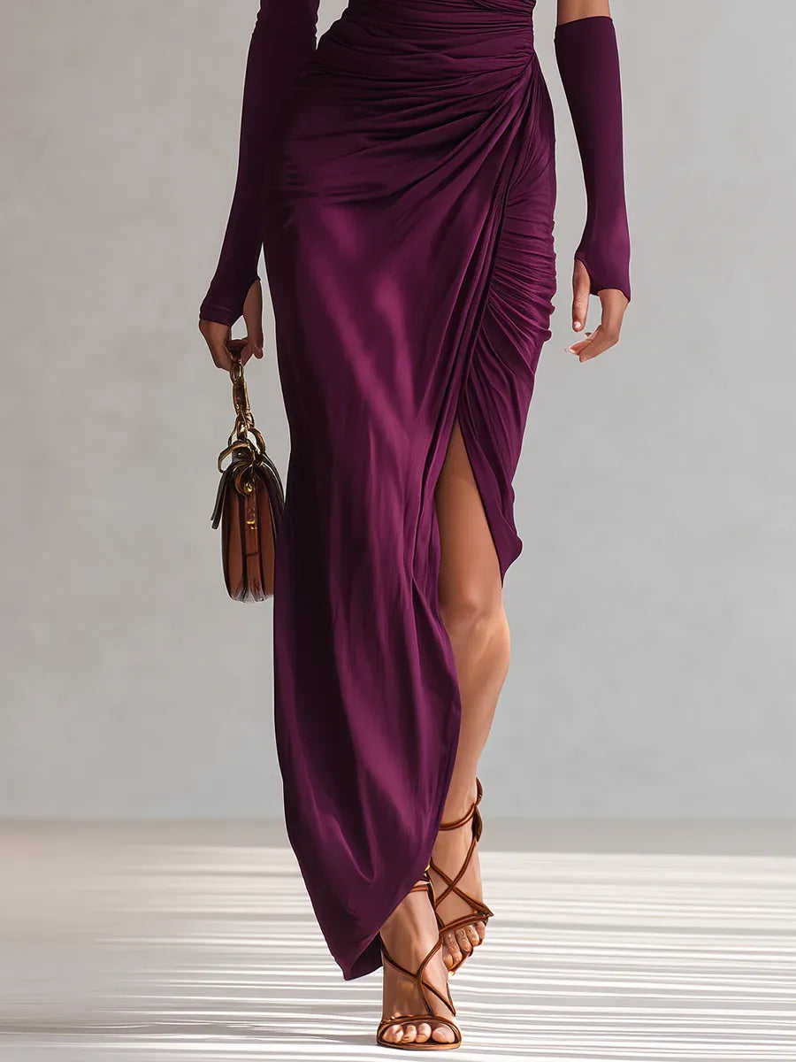 DOLORES | One-shoulder gown with draped detail
