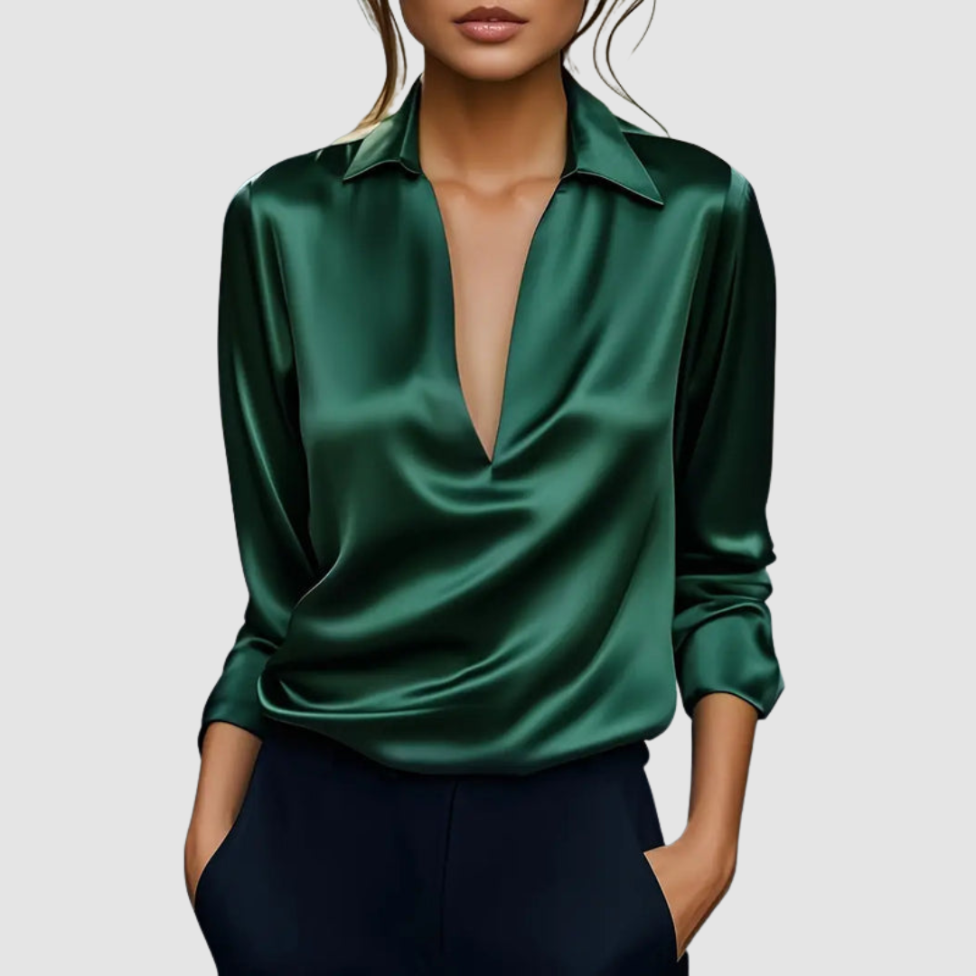 MURIEL | Satin V-neck blouse