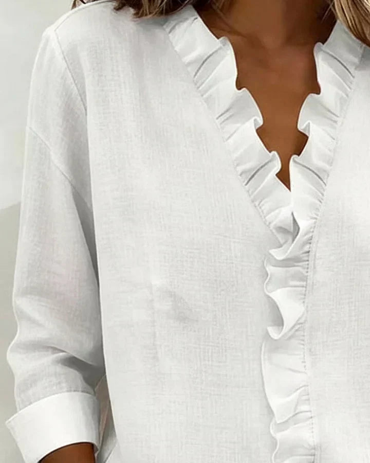 BERNADETTE | Ruffled V-neck with long sleeves