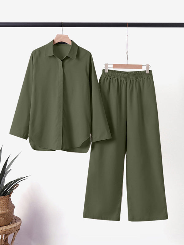 COLLEEN | Button-up top with wide-leg trousers