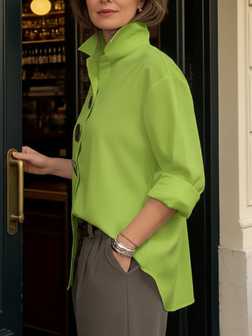 SANDRA | Stand collar button blouse